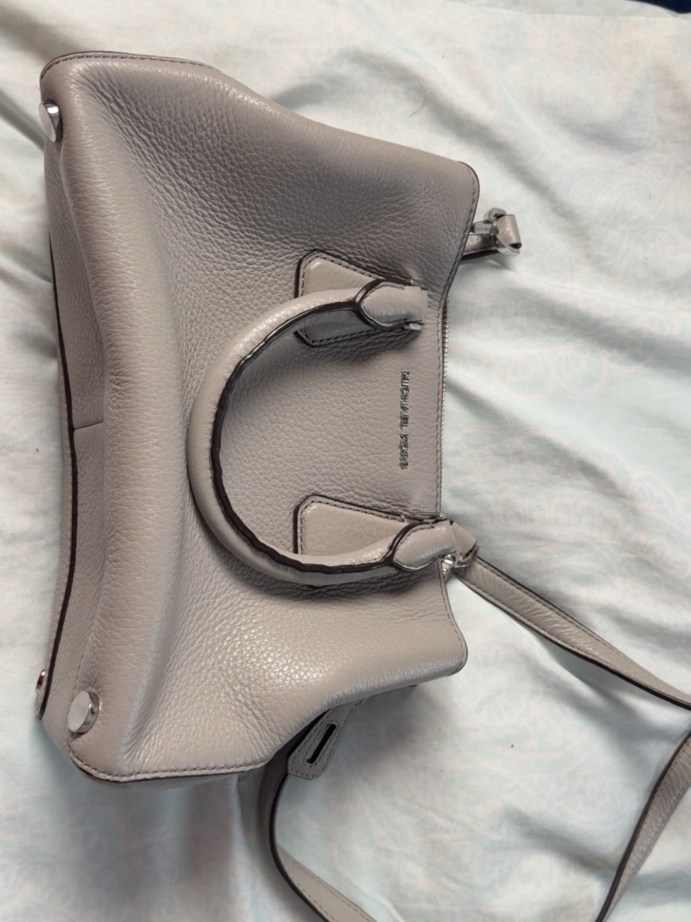 Michael Kors Light Gray Pebbled Leather Satchel